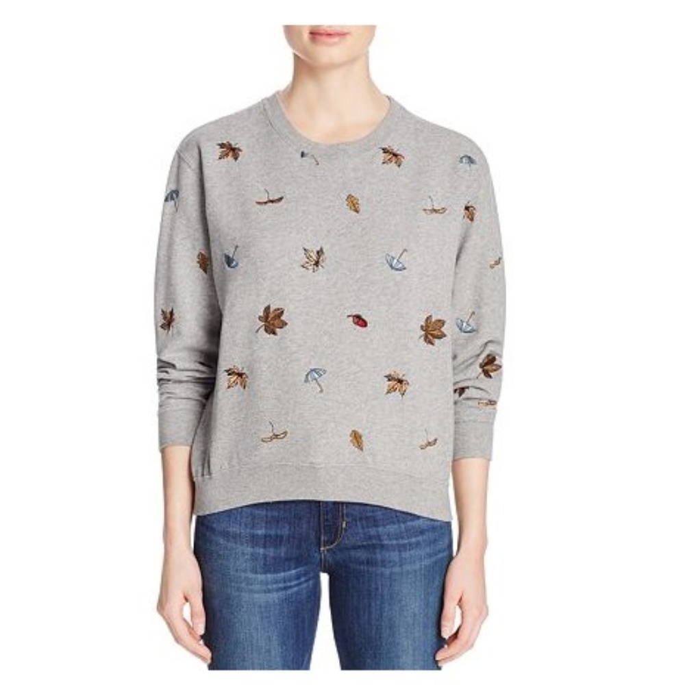 Barbour Gray Embroidered Leaf Crewneck Sweatshirt